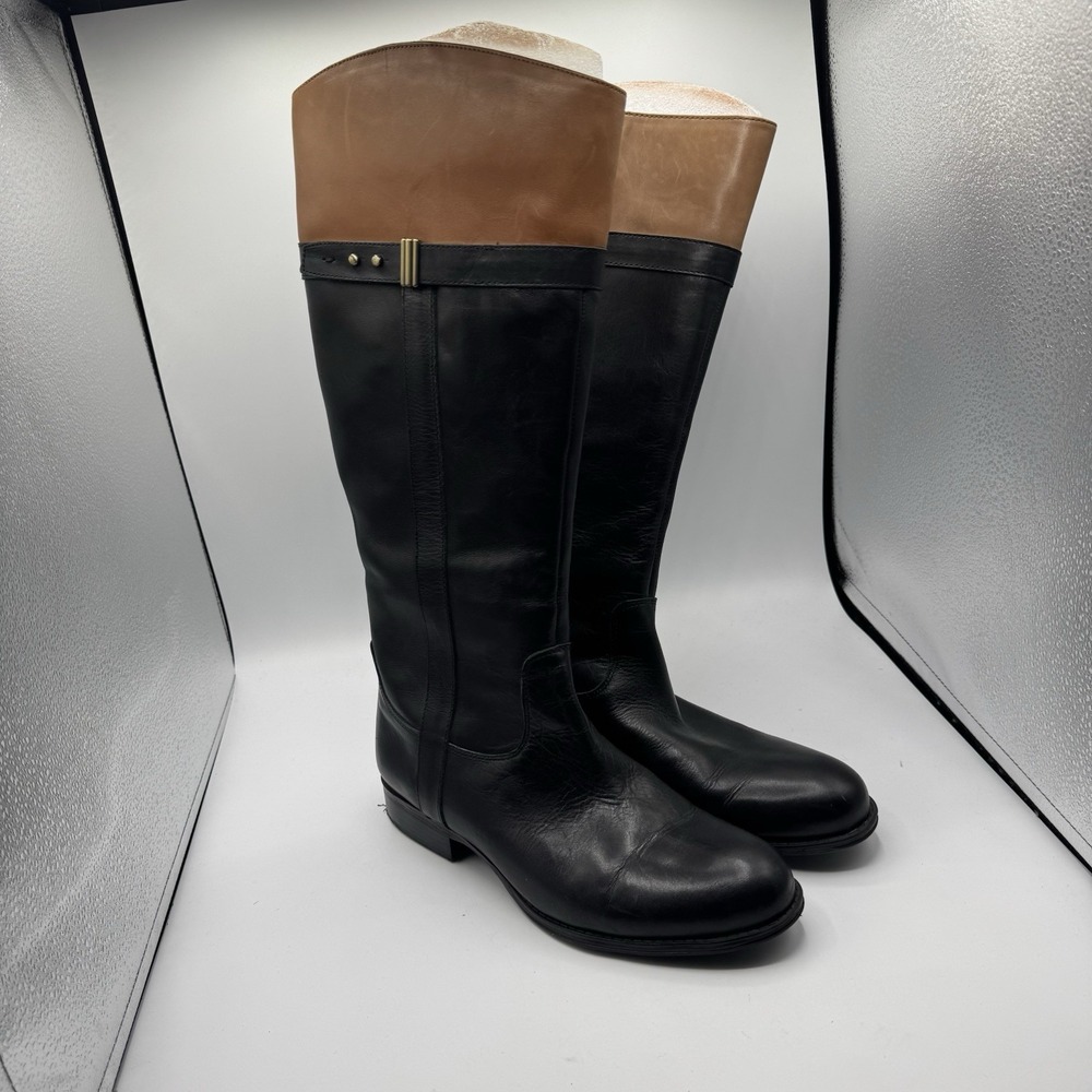 Naturalizer N5 Comfort Riding Boots Women 9.5 US Black Brown Leather Equestrian